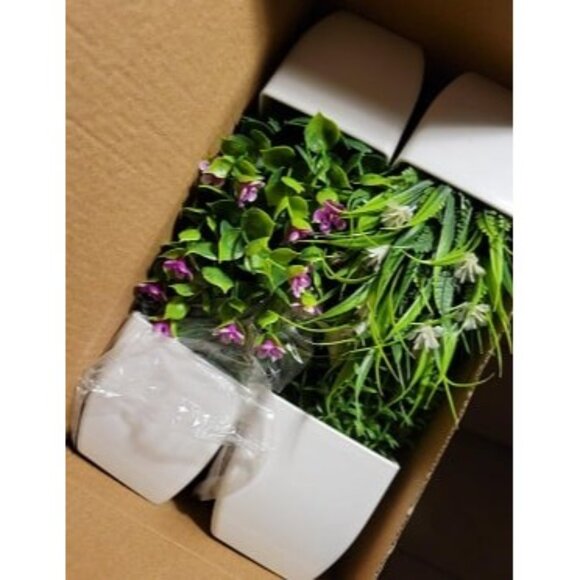 New 4 Pack Small Fake Plants Mini Artificial Faux Plants with Flowers for Home - Picture 2 of 2